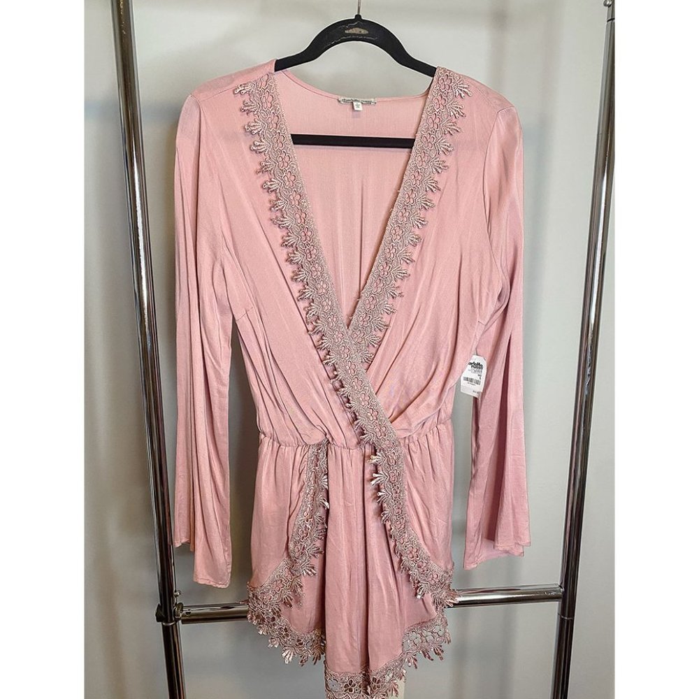 Blush Romper with Lace Details